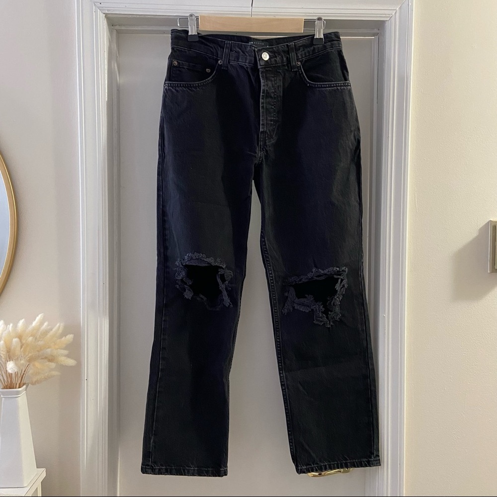 Washed Black Mid-rise Jeans
